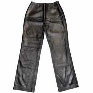 Apt 9 Black 100% Lambskin Leather Pants Women’s Size 4 Side Zip